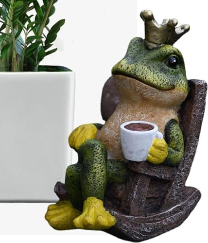 FIYSON 17cm Versteckt Frosch Deko, Garten Frosch Ornament, Outdoor Relaxing Kunstharz Statue, Lustige Tier Figuren Ornament, wasserdichte Feengarten Figuren für Terrasse, Balkon, Hof, Rasen (L)