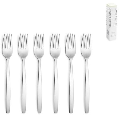 Juego de Cubiertos Alto Brillo - 6 Tenedores de Postre - Collección Athens - Acero inoxidable 18/10, apto para lavavajillas. Fabricación Propria - Portugal, Europa.