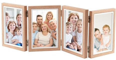 Klapp-Bilderrahmen, rustikaler vertikaler Scharnierrahmen, 3 zusammenklappbare Familien-Collagenrahmen, 10 x 15 cm, dreifach aufklappbare Rahmen für Zuhause, Wohnzimmer, Schlafzimmer
