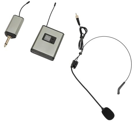 Bewinner Kabelloses Mikrofonsystem, Kabelloses Dynamisches Mikrofonsystem-Set mit Wiederaufladbarem Empfänger, Plug-and-Play, Headset-Lavalier-Ansteckmikrofon-Set für Rede, Hochzeit, Kirche