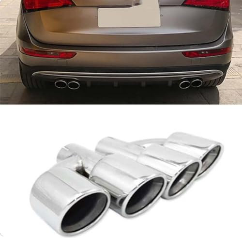ZCHQF Endstuck Auspuff für Audi Q5 Up to SQ5, Auspuffblenden Edelstahl Auto Endstück Endschalldämpfer Spitze Endrohrblende,A Silver