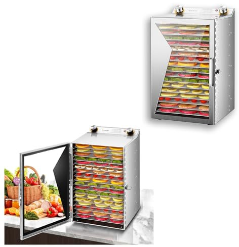 Generic 18-Trays Deshidratador Grande Para Alimentos Y Jerky, Máquina De Caramelos De Tiempo Ajustable Secador De Frutas Para El Hogar Control De Temperatura
