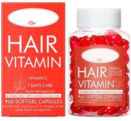 Siero per il trattamento dei capelli, 60 capsule vitaminiche con olio marocchino, ripristina i capelli secchi e crespi, senza risciacquo, per la riparazione dei capelli
