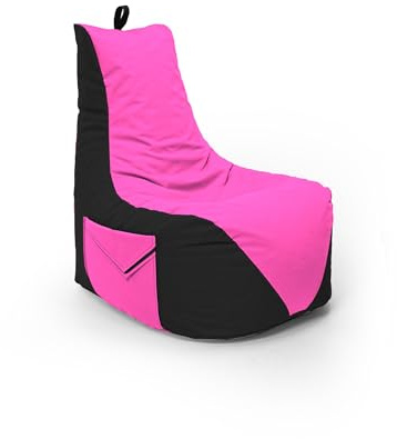 Nadimaideal Gamer Sitzsack Komfort XL - XXL für Kinder, Teenager & Erwachsene | Indoor & Outdoor | Sitzsack Gaming | Füllung EPS Perlen (Schwarz - Pink, Sitzsack XL)