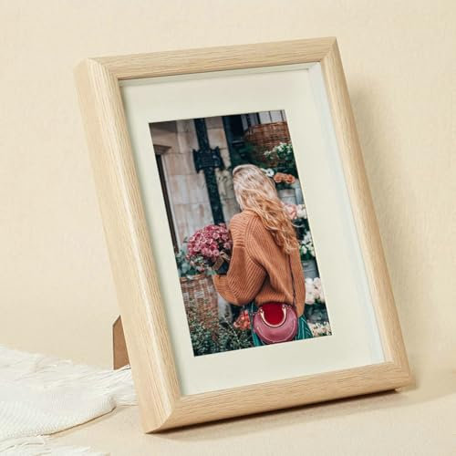 Ayoiow Fotorahmen 15x10 cm Eiche Mdf Glas Photo Frames für Jubiläum Photo Frame Table
