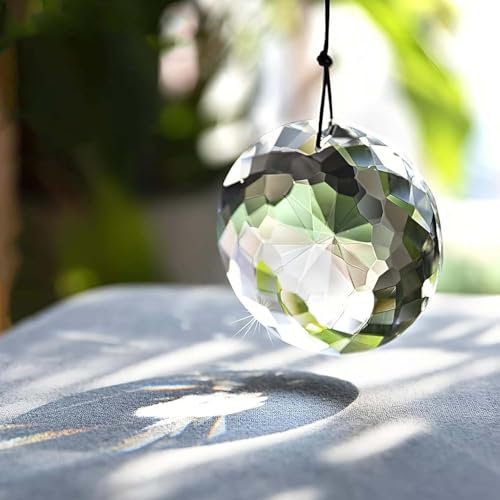 Kristall Suncatcher Fenster Hängend – 75mm Prismen Blume des Lebens – Klare Kronleuchter Kristalle Hängende Ornament – Fensterdeko Handgemacht für Regenbogenlicht