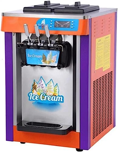 SaryEdge Máquina para Hacer Helados, máquina para Hacer Helados Suaves, compresor para Conos de 3 sabores(Naranja
