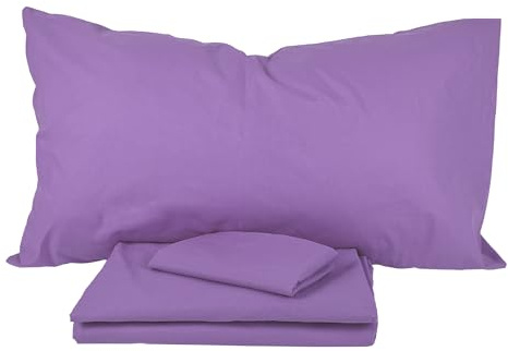 PASSION Completo Letto 100% Cotone, Lilla, Una Piazza e Mezzo | Set Lenzuola, Lenzuola Sopra, Lenzuolo Sotto, 2 Federe, Made in Italy