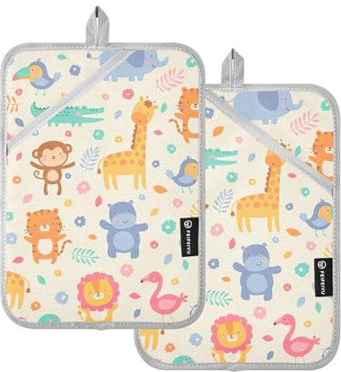 Set di 2 presine resistenti al calore, alla moda, stile safari, beige, per uso quotidiano, sottobicchieri, presine da forno