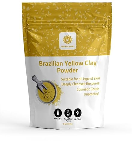 Brazilian Yellow Clay Powder, 227g, Natural Face Mask and Soap Making Powder