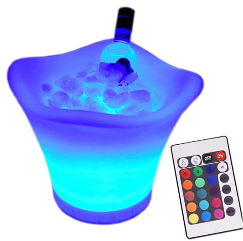 CHANGLKJ RGB Colorful LED Bucket, LED Ice Bucket Cooler, 16 Static Colors and 4 Color Changing Modes Adjustable, Long 6-8 Hour Battery Life and Durable Material, for Garden, Party, Swimming Pool