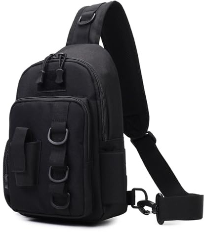YIZITU Angelschlingen, Umhängetasche, Brusttasche, Aufbewahrungstasche, Schultertasche für Süß- oder Salzwasserangeln, Schwarz , Einheitsgröße