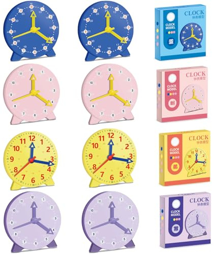 Harxin 8 PCS Relojes de Aprendizaje,Reloj Educativo para Niños,Material Escolar para el Hogar, Herramienta de Aprendizaje para Niños y Niñas