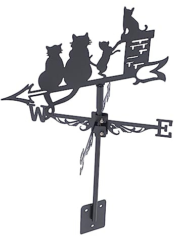TOYANDONA Veleta De Gato Decorativa para Jardín Indicador De Dirección del Viento Metálica para Césped Veleta De Jardín Diseño De Gato