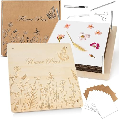 CIGAA Flower Press - Flower Pressing Kit for Adults Kids 10.8×10.8 |10 Layers Wood Leaf Plant Press Kit with Storage Bag | Gifts for DIY Arts and Crafts Lovers