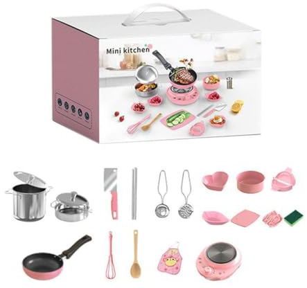 22Pcs Enfants Ensembles de Cuisine Vraie Mini Cuisine, la Nourriture Faisant pour Le débutant, la Cuisine Jouets éducatifs,Junior Outils sûrs faciles Pots Vaisselle Couteaux Cadeaux