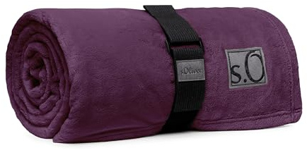 s.Oliver Kuschelsoft Decke 150x200 cm - flauschig, warm & waschbar, Kuscheldecke lila Uni