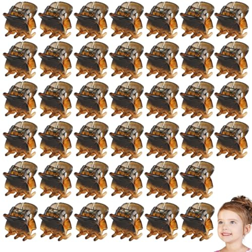 50 Stück Mini Haarspangen, Klein Haarklammer, 1cm Klaue Clips, Rutschfestem Griff Klein Jaw Clips, für Design, Kinder und Erwachsene(Braun)