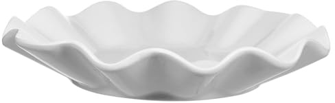 Garneck Keramik Obstplatte Lotusblattform mit Erhöhtem Rand Multifunktionale Leichte Servierschale für Obst Snacks Salat Dekorative Weiße Deko Schale für Haushalt und Party