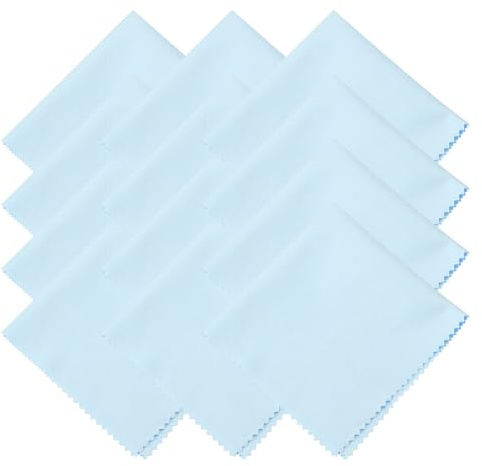 sourcing map 12 Pcs Microfiber Cleaning Cloth for Glasses, 11.8 x 11.8 Inch Eyeglass Cleaning Cloth, Glasses Cleaner Wipes for Electronics Lenses Screens Cameras Cell Phones, Light Blue