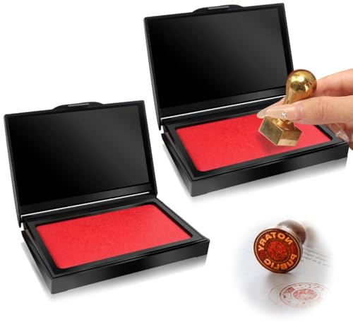 Cheynn 2 Stück Große Stempelkissen Rot, 10 x 7 cm Fingerabdruck Stempel Kissen Schnell Trocknend Professionelles Handstempelkissen Ungiftig Daumenabdruck Tintenkissen Für Büro Handstempel