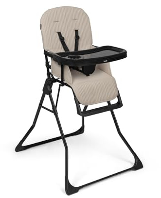 hauck Sit N Go - Faltbarer Hochstuhl für Kinder ab 6 Monaten bis 15 kg - Ultraleicht, Superschnell Klappbar - Abwischbarer Bezug, 5 Punkt Gurt, Essbrett und Spülmaschinenfestes Tablett - Beige