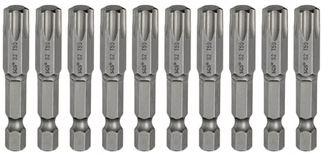 QUARKZMAN 10 Piezas barrena Destornillador Cabeza Torx T50 Vástago Hexagonal 1/4 Largo 2 (50mm) Punta Magnética Estrella 6 Puntas Brocas Para Taladro Acero S2 Destornilladores Industriales