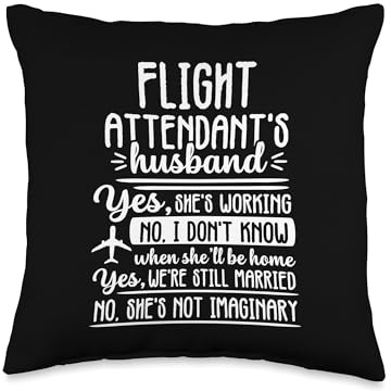 Funny Husband Flight Attendant Aviation Pilot Men Cabin Crew Throw Pillow