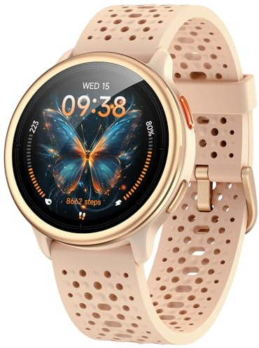 Reloj Inteligente Mujer 1,27 Redondo Smartwatch Deportivo con 2 Correas, 120+ Modos Deportivos, 3ATM Impermeable, Compatible con iPhone/Android/Samsung