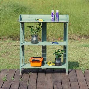 wilko Potting Table Green, China Fir, 90x76x37cm, 6.8kg, Foldable