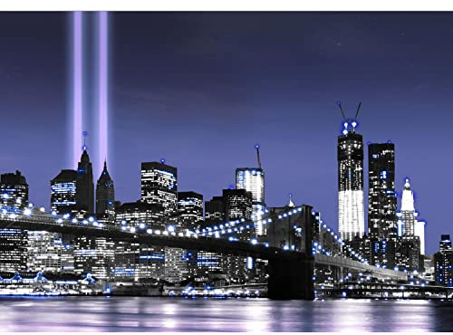 Runa Art Papel tapiz fotográfico Brooklyn puente de la noche 352 x 250 cm Lana Fondo De Pantalla XXL Moderna Decoración De Pared Sala Cuarto Oficina Salón azul 9237011b