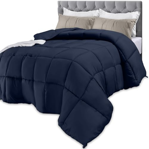 Utopia Bedding Piumino alternativo per tutte le stagioni, 250 g/m², morbido piumino, inserto in fibra siliconata, con cuciture (full size, blu navy)