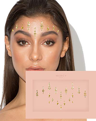 Priyanka Gold Bindis ✮ MERCY LONDON Kristall indische Bindi Gesicht Juwelen Gold Silber Multi Paket Braut