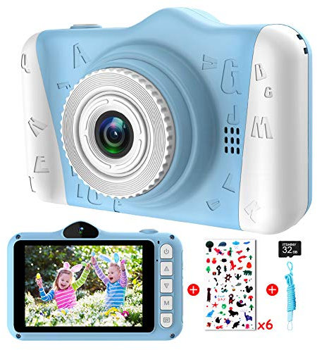Appareil Photo Enfants - Appareil Photo Numérique pour Enfants avec 3,5 Pouces Grand écran 1080P HD 12MP Carte SD 32 Go Intégré pour 3-10 Ans Filles Garçons Cadeaux de Noël Nouvel an Jouets.