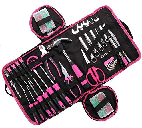 SIXTOL HOME PINK 120 BAG Werkzeugset in einer Tasche | Für den Heimgebrauch | praktischen Werkzeug-Tasche | hochwertig | ideal für den Haushalt o. die Garage | Rosa, Schwarz
