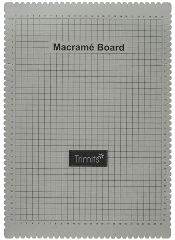 Trimits Makramee-Brett - A3-29,7 x 42 cm, doppelseitig, metrisch und imperial, selbstheilend zum Flechten, Knoten, Bastelprojekte - Grau