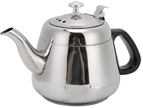 Théière en acier inoxydable 304, Infuseur inclus résistant à la chaleur poignée ergonomique capacité 2L idéale cuisinière induction thé familial