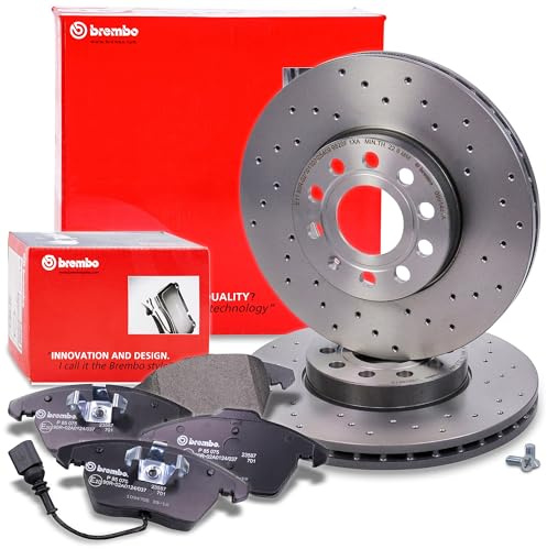 BREMBO XTRA LINE Bremsenset Vorderachse inkl. Gelochte Sport-Bremsscheiben | Kompatibel mit: AUDI A3, A3 Cabriolet, A3 Sportback, SEAT ALTEA, ALTEA XL, LEON, TOLEDO III, SKODA OCTAVIA II