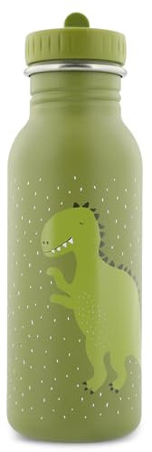 Trixie Drinking Bottle - Mr. Dino - 500ml Stainless Steel Water Bottle for Kids - Green - Leakproof - Eco-Friendly and BPA-Free