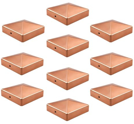 Baumarktplus 10 Stück Pfostenkappe Pyramide Kupfer 12x12 cm | Abdeckkappe für 12x12 cm Pfosten, Produktabmessung 121x121 mm
