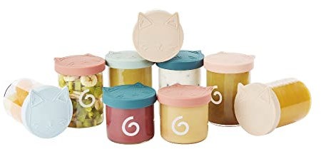 Babymoov ISY BOWLS Behälter für Babynahrung aus robustem, temperarturbeständigem Glas - zum Aufbewahren/ Einfrieren von Babybrei, 6x 250ml + 3x 120ml