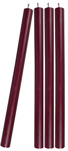 4 Stabkerzen Bordeaux Rot Durchgefärbt 29 cm Lang Tropffrei Premium