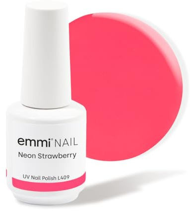 Emmi Nail Lack UV/LED Nagellack Neon Strawberry 15ml | 28 Tage Halt, Langer Glanz & hohe Deckkraft, Stoßfester Lack, Kratzfest & vegan, 15ml