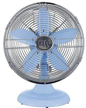 Good Housekeeping All-Metal (92608) Oscillating 12 Retro Desk Office Table Fan (Sky Blue)