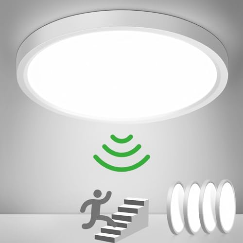 OPPEARL [4 Stück Innenlampe mit Bewegungsmelder 23cm 18W | Deckenleuchte mit Bewegungsmelder Rund 4000K LED Deckenleuchte Bewegungsmelder für Flur Balkon Abstellraum Lampe