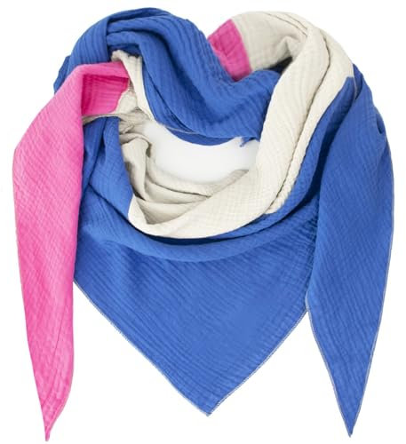 Gloop Damen XXL Strick Dreieck Schal Halstuch Baumwolle Dreieckstuch Musselin Schal ohne Kratze an Haut Made in Italy