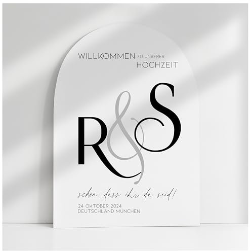 Willkommensschild Acrylglas | 5mm stark | Weiß Matt personalisiert - Made in Germany - Welcome Willkommen Schild für Hochzeit (60x40cm)
