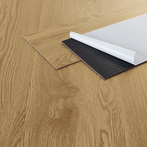 ML-Design Deluxe PVC Bodenbelag, Selbstklebende Vinyl-Dielen, Vinylboden, 91,5 cm x 15,3 cm x 2 mm, Dicke 2 mm, 8,92m²/64 Dielen, Natur Eiche, Holzoptik, rutschfest, wasserfest, Einfache Verlegung