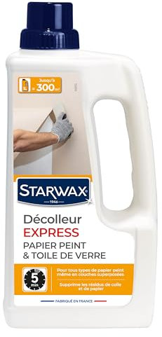 STARWAX - Décolleur express papier peint et toile de verre - Supprime les résidus de colle - Action rapide en 5min - Jusqu'à 300m² - Fabriqué en France - 1L