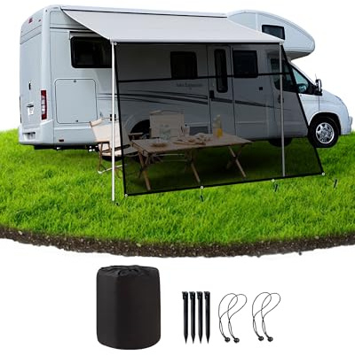 Ezcasch Sonnenschutz für Markise Wohnmobil, 75% View Blocker Markisen, Vorderwand Markise Sichtschutz für Campingwagen,Wohnmobil,Wohnwagen(Höhe 2m x Breite 4.3m)